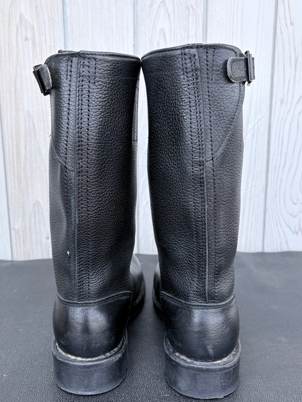Black Leather Pull-On Boots with buckle - Picture 3 of 8